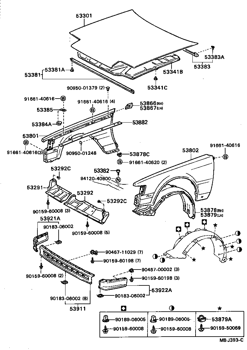 Toyota 53801-20890 FENDER SUB-ASSY, FRONT RH