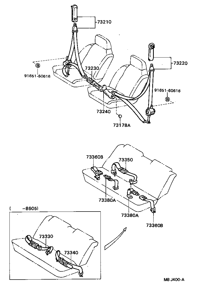73380-20090-06 BELT ASSY, REAR SEAT, INNER product image