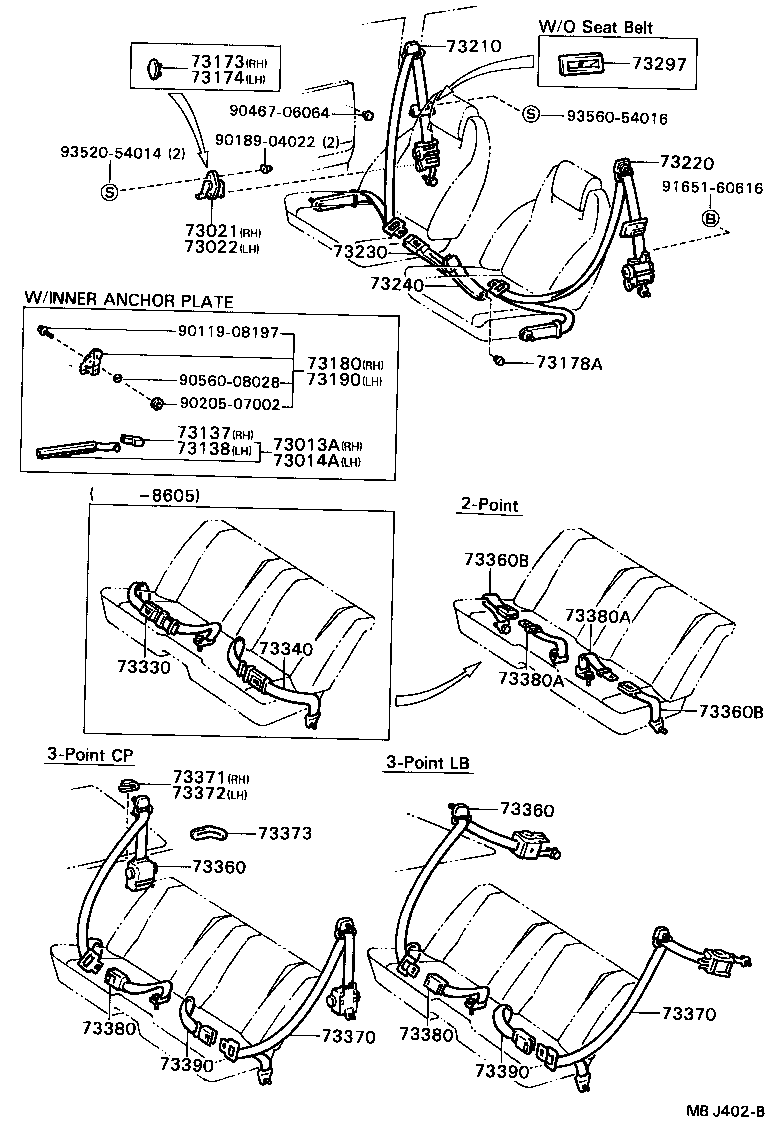 73230-20331-03 BELT ASSY, FRONT SEAT INNER, RH product image