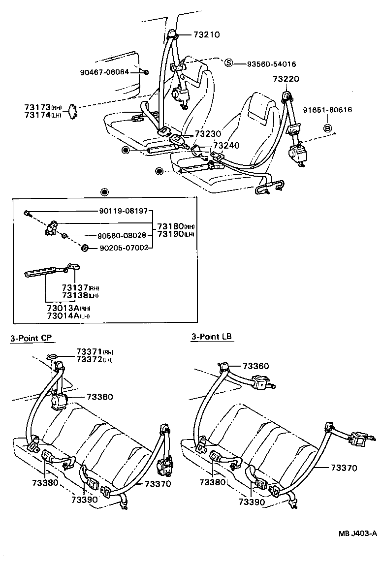 73230-20331-03 BELT ASSY, FRONT SEAT INNER, RH product image
