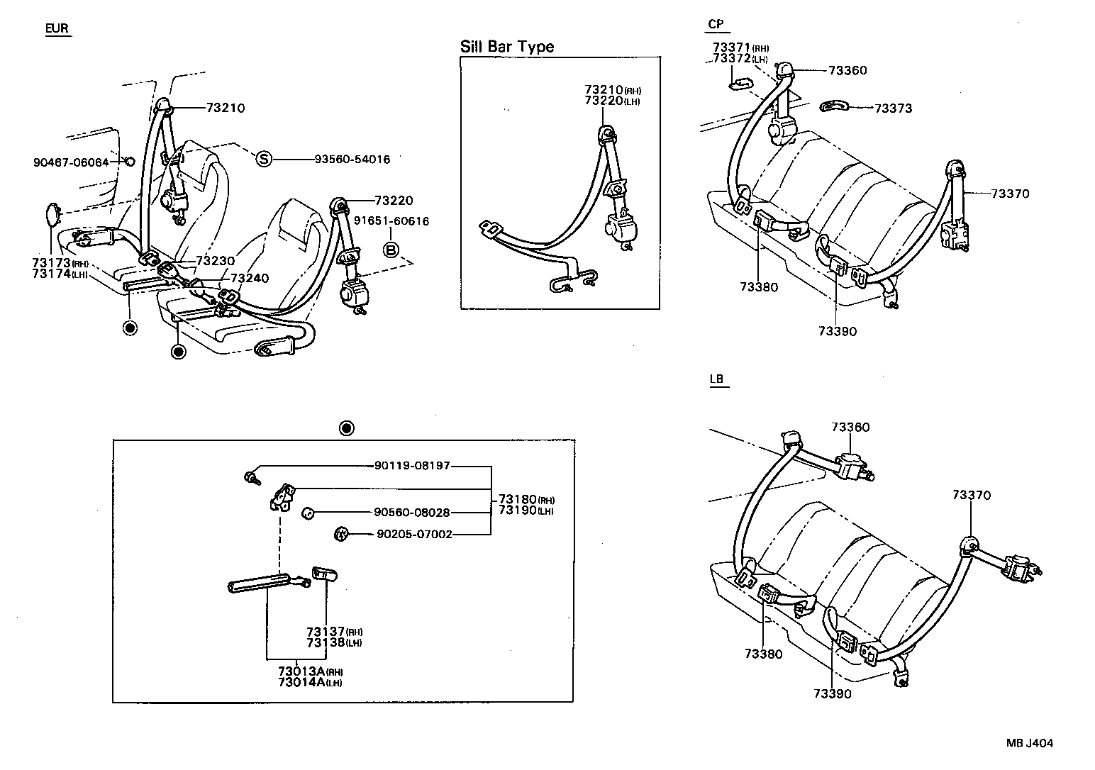 73210-20331-04 BELT ASSY, FRONT SEAT OUTER, RH product image