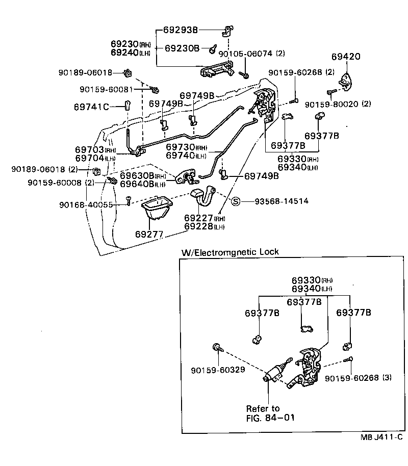 69340-20210 LOCK ASSY, REAR DOOR, LH product image