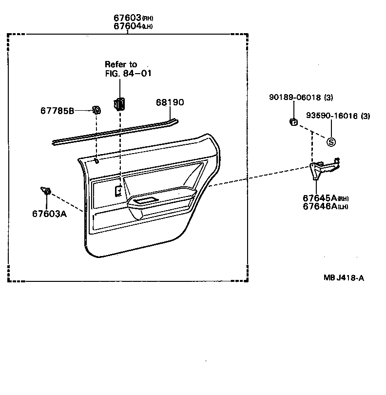 67405-20050 GUIDE SUB-ASSY, REAR DOOR WINDOW, FRONT RH product image