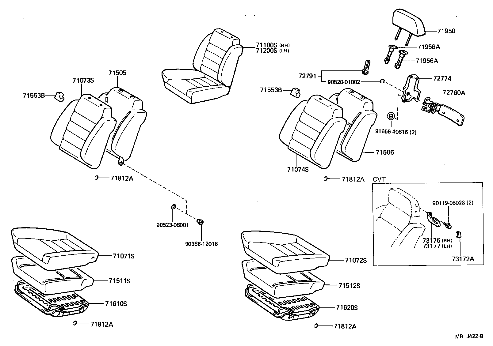 Toyota 71073-2B720-06 COVER, FRONT SEAT BACK, RH(FOR SEPARATE TYPE)