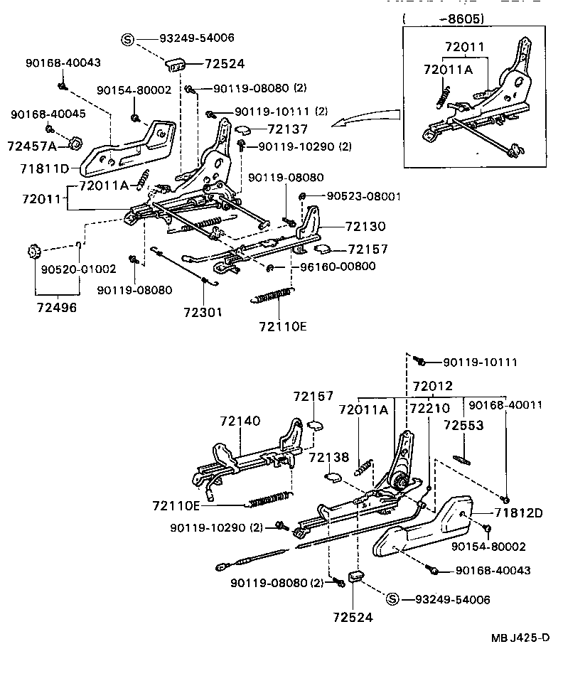 72140-20180 TRACK ASSY, LH SEAT, INNER product image
