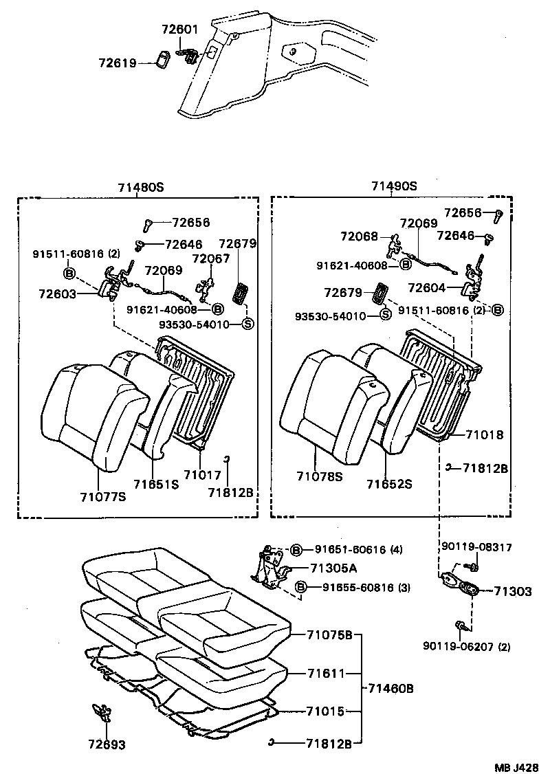 71305-20060 HINGE SUB-ASSY, REAR SEAT BACK, CENTER product image