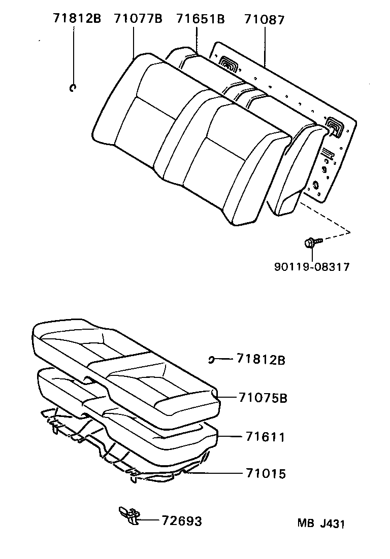 71305-20060 HINGE SUB-ASSY, REAR SEAT BACK, CENTER product image