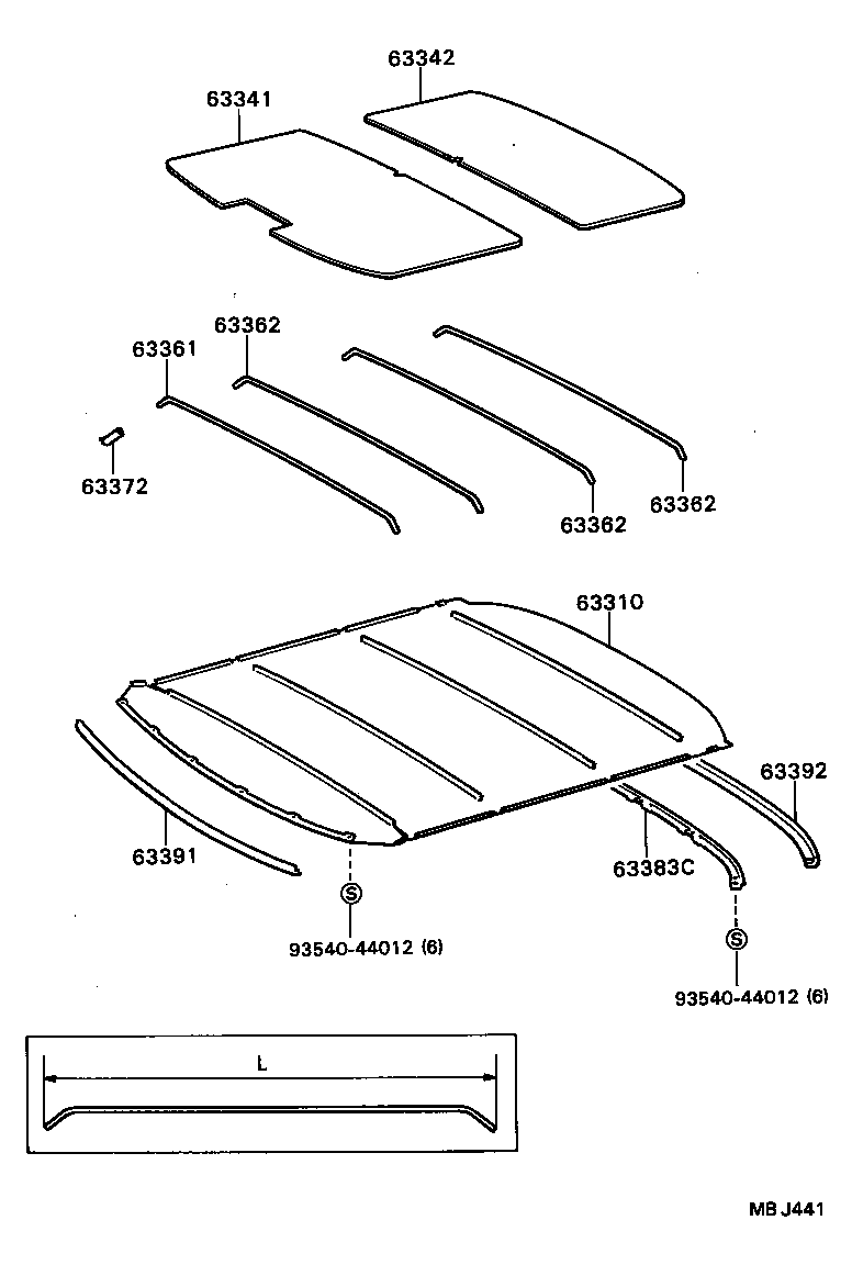 63361-20100 SUPPORT, ROOF HEADLINING, NO.1 product image