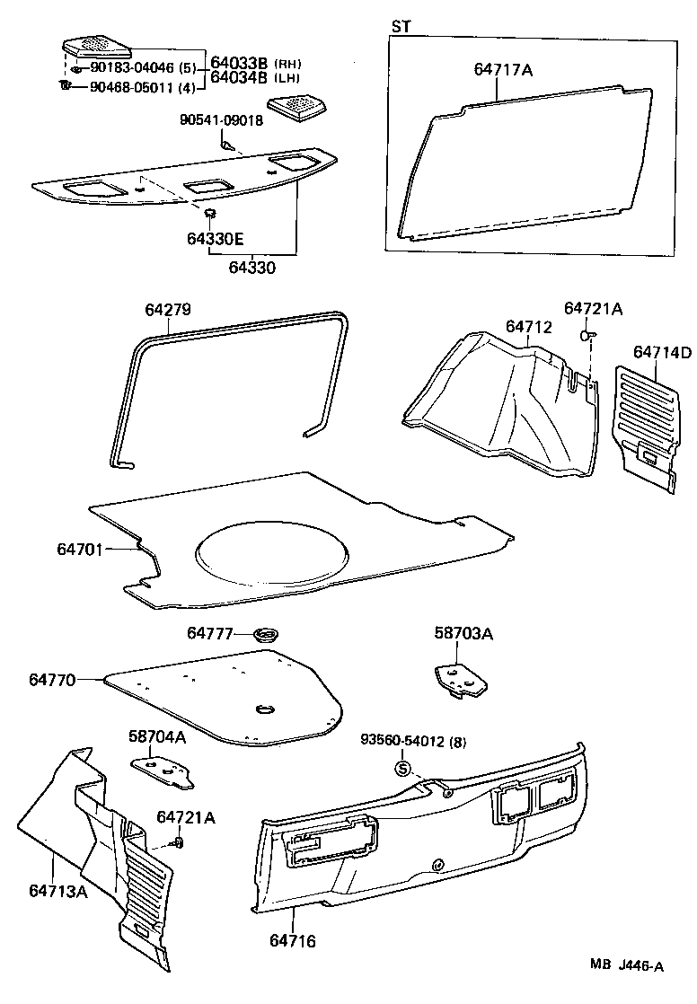 Toyota 58703-20080 COVER SUB-ASSY, LUGGAGE COMPARTMENT SIDE, RH