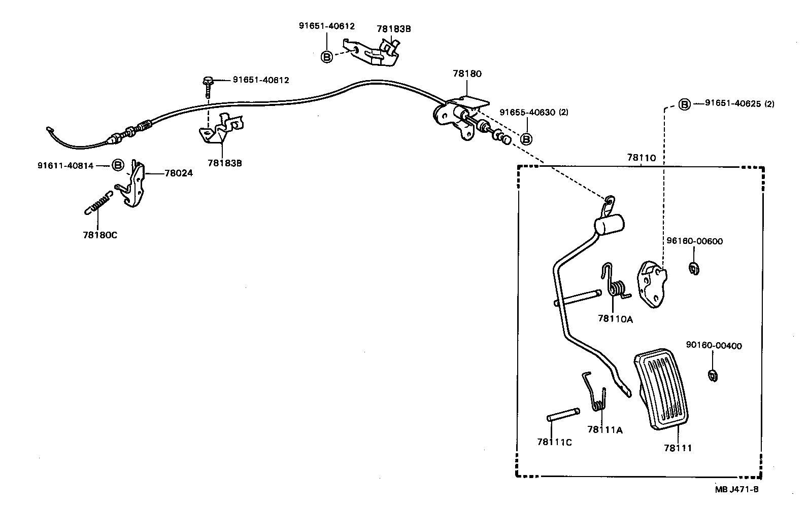 78150-20080 CABLE ASSY, ACCELERATOR AUTO DRIVE product image