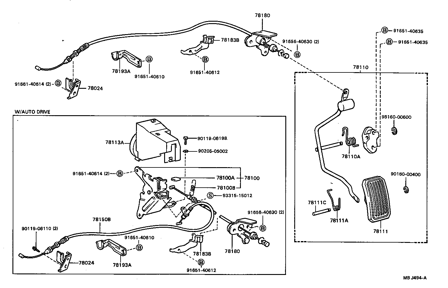 78150-20020 CABLE ASSY, ACCELERATOR AUTO DRIVE product image