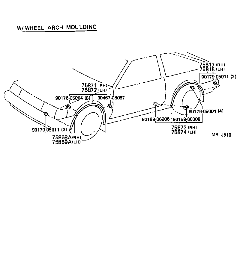 75652-12430-23 MOULDING, QUARTER, OUTSIDE LH product image