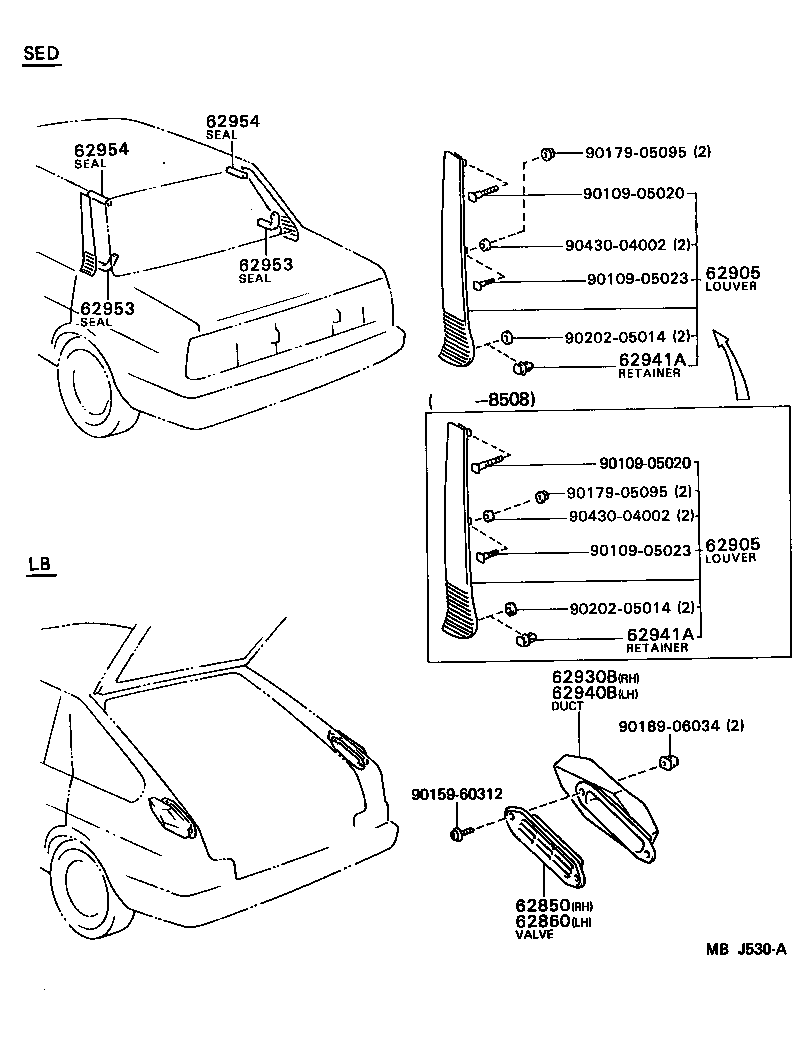 Toyota 62850-12050 VALVE ASSY, ROOM PRESSURE RELIEF, RH