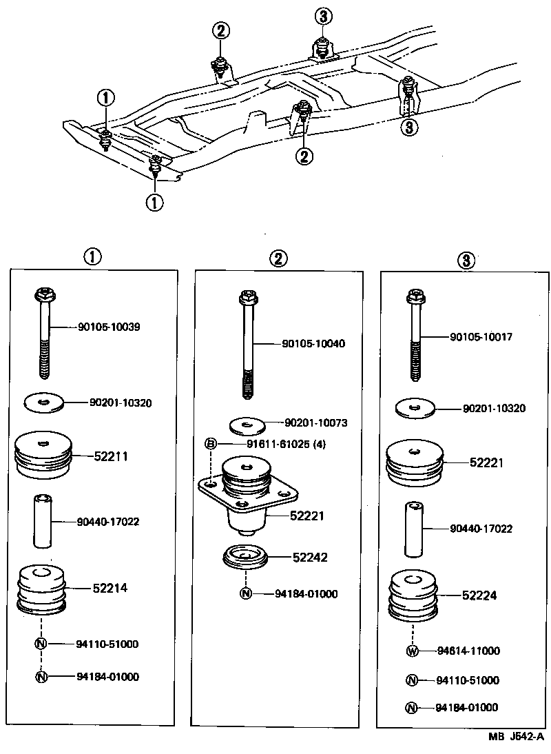 52201-25030 CUSHION, BODY MOUNTING, NO.1 UPPER product image