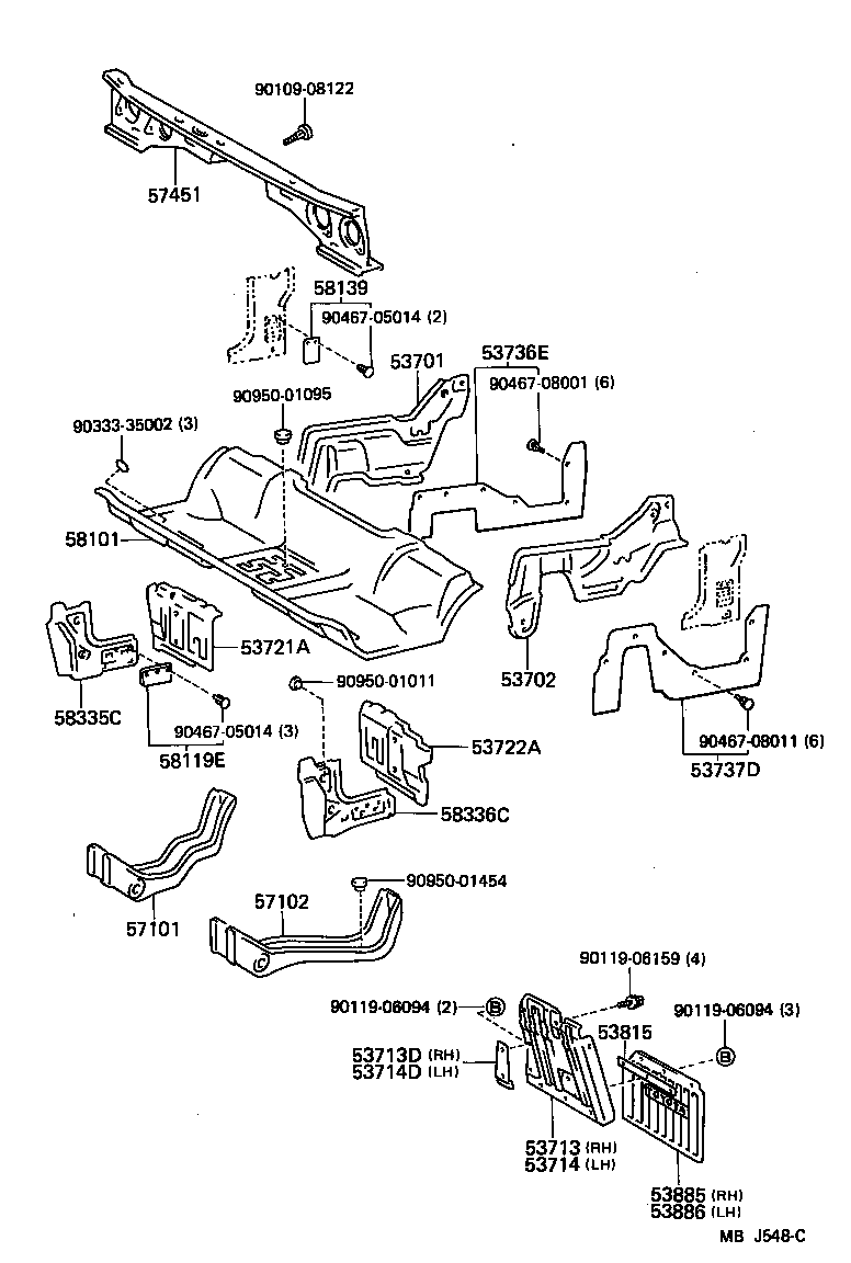 57408-95018 MEMBER, FRONT FLOOR CROSS product image