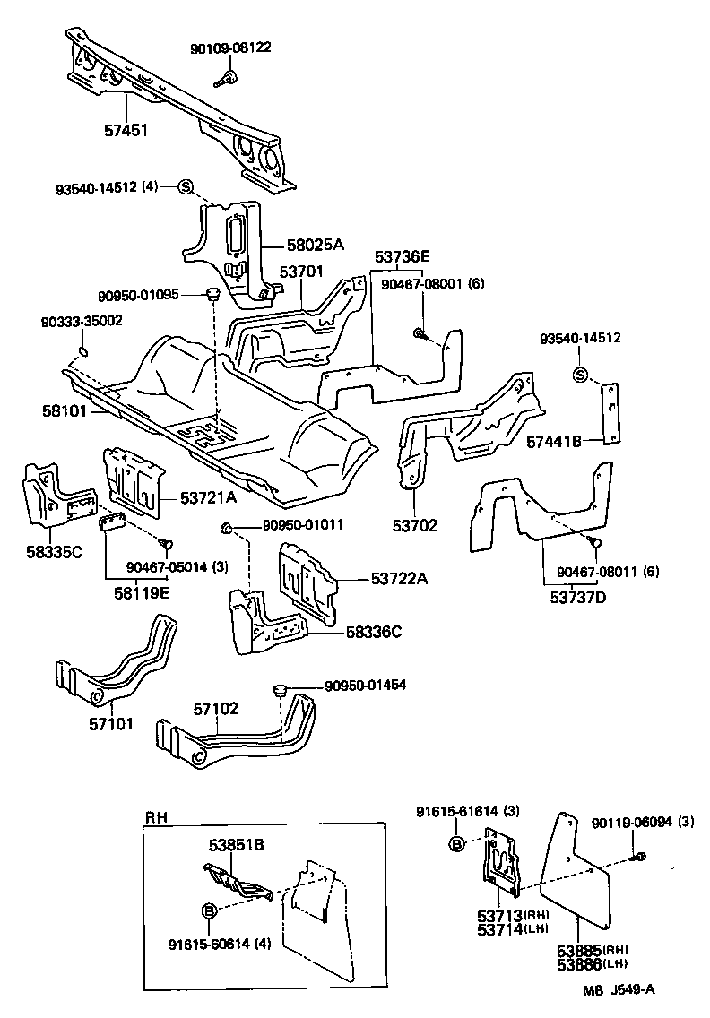 57408-95018 MEMBER, FRONT FLOOR CROSS product image