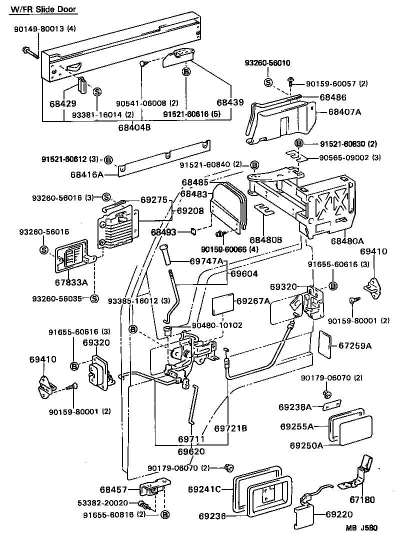 69280-95401-03 HANDLE SUB-ASSY, FRONT DOOR INSIDE, LH product image