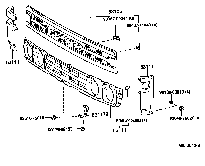 53112-95401 GRILLE, RADIATOR product image
