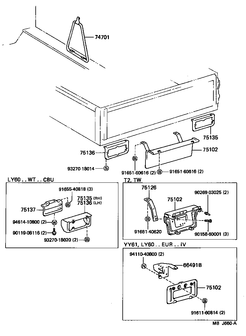 75135-95412 BRACKET, COMBINATION REAR LAMP, RH product image