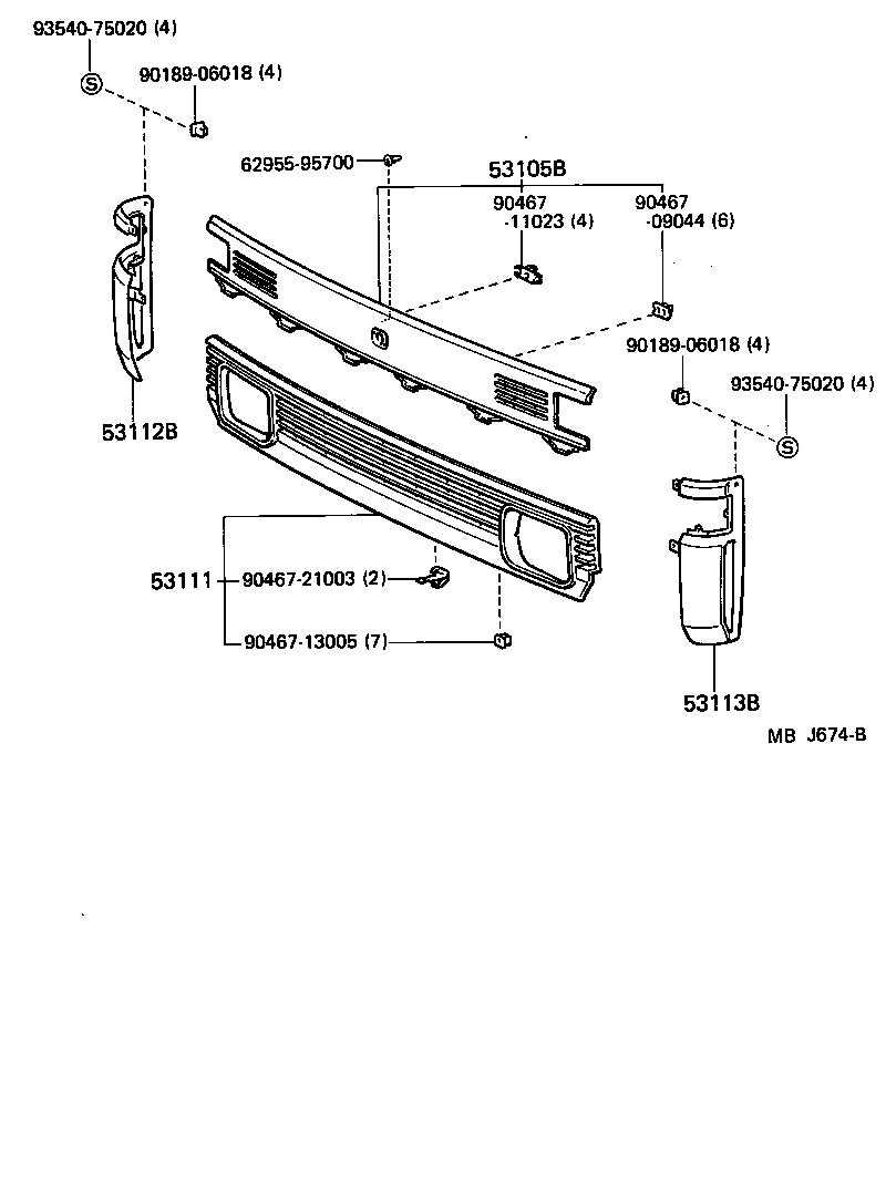 53113-95A00 GRILLE, RADIATOR SIDE, LH product image
