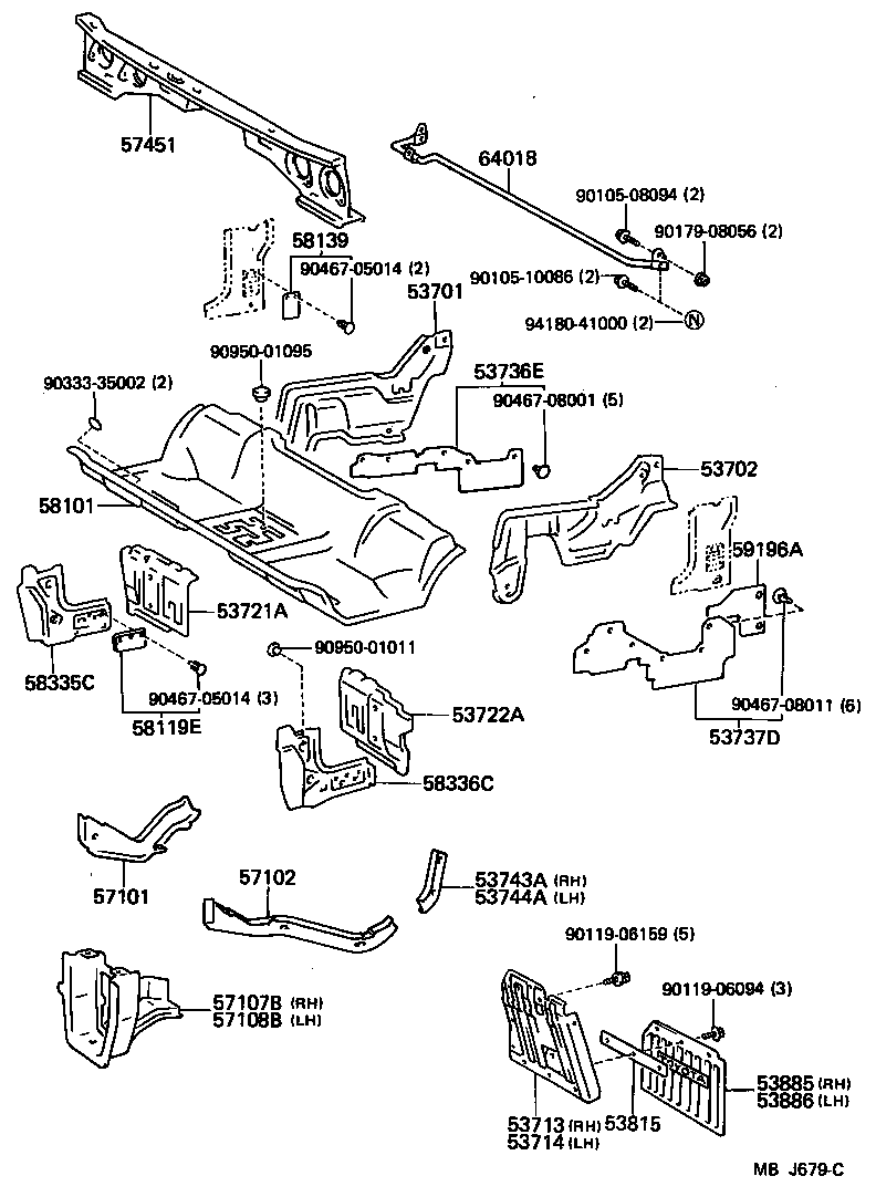 57408-95A05 MEMBER, FRONT FLOOR CROSS product image