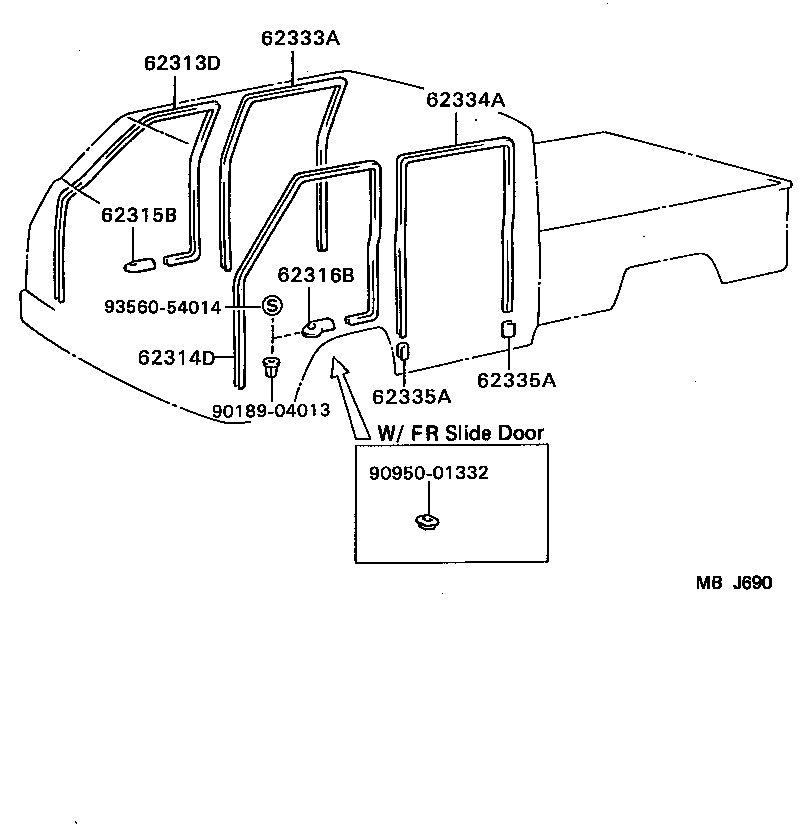 62313-95404-04 TRIM, FRONT DOOR OPENING, RH product image
