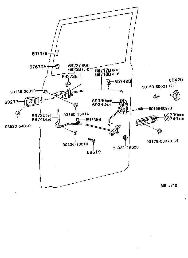 69210-92601 HANDLE ASSY, REAR DOOR OUTSIDE, RH product image