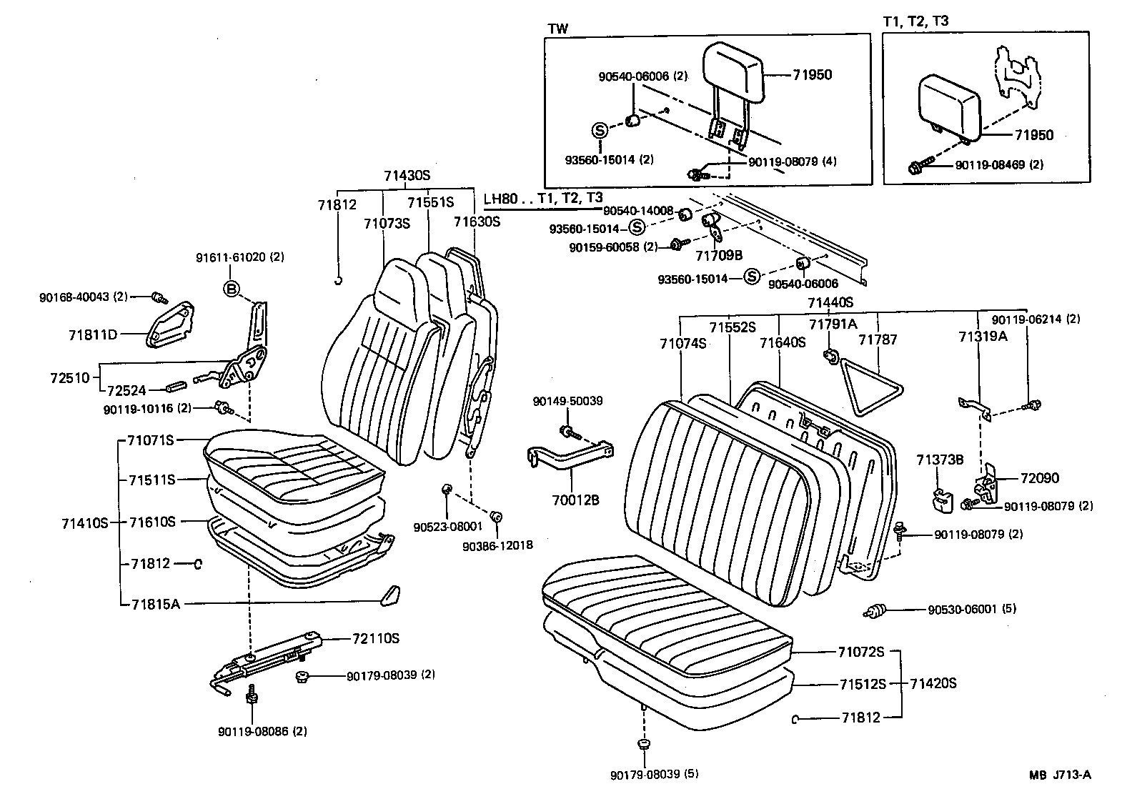 71502-95401 PAD, FRONT SEAT CUSHION, LH (FOR SEPARATE TYPE) product image
