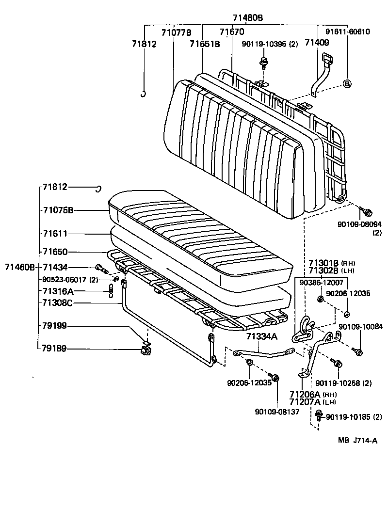 71502-95401 PAD, FRONT SEAT CUSHION, LH (FOR SEPARATE TYPE) product image