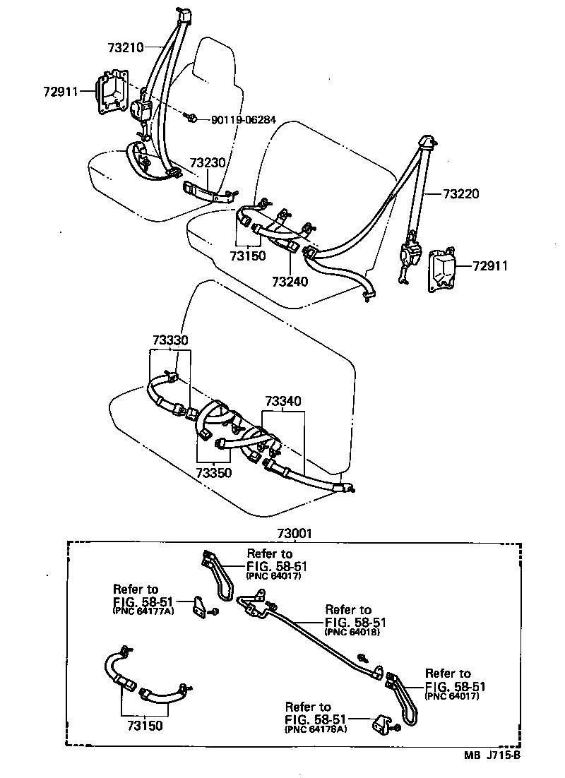 73150-95406 BELT ASSY, FRONT SEAT LAP TYPE, CENTER product image