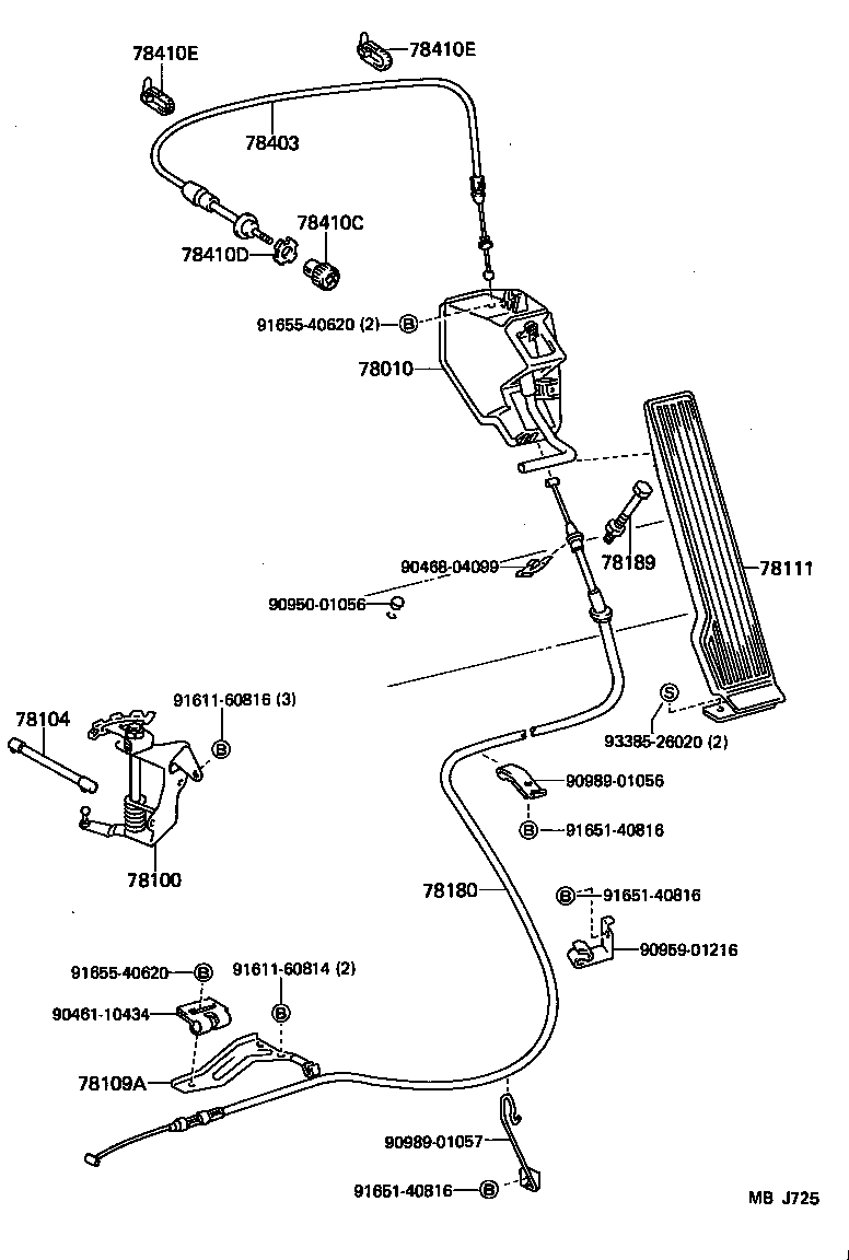 78404-95010 CABLE SUB-ASSY, THROTTLE CONTROL product image