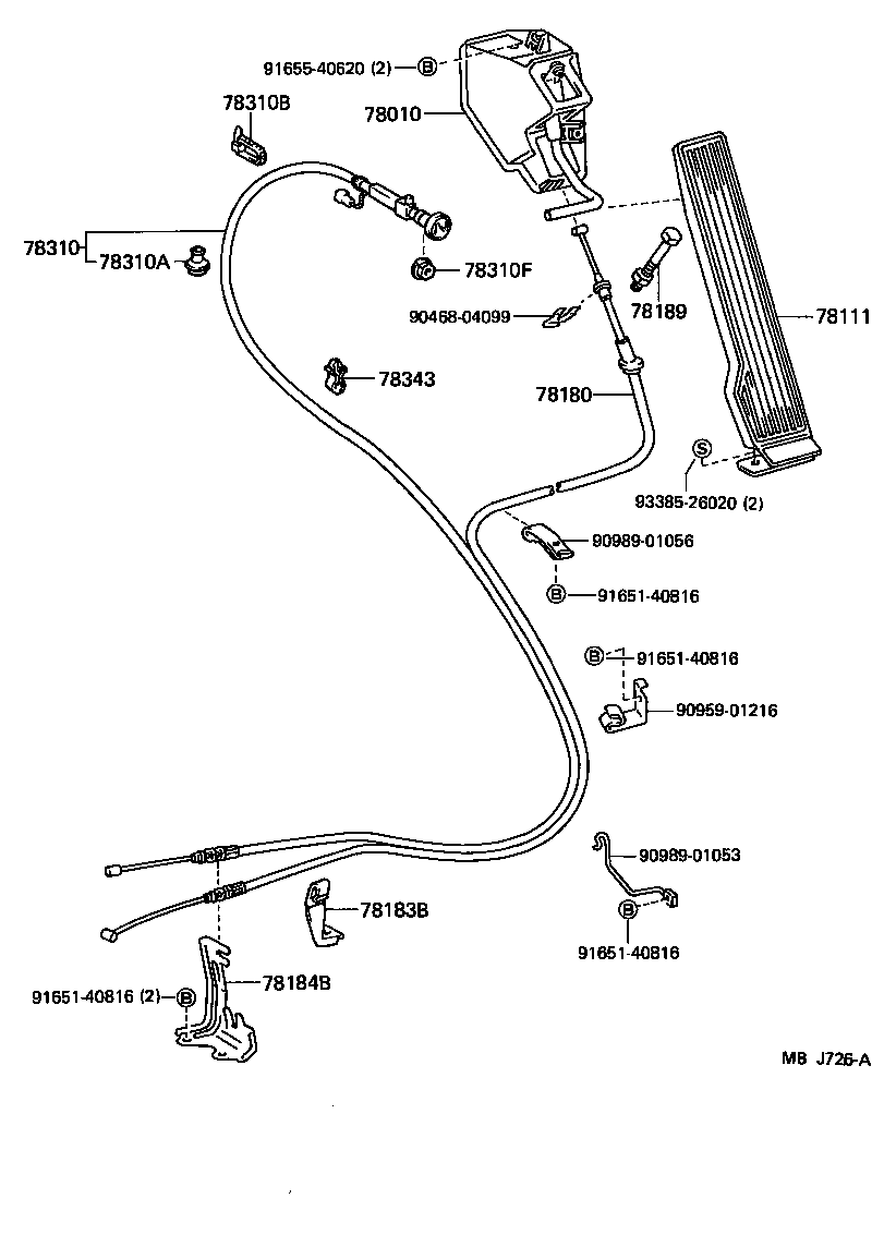 78404-95010 CABLE SUB-ASSY, THROTTLE CONTROL product image