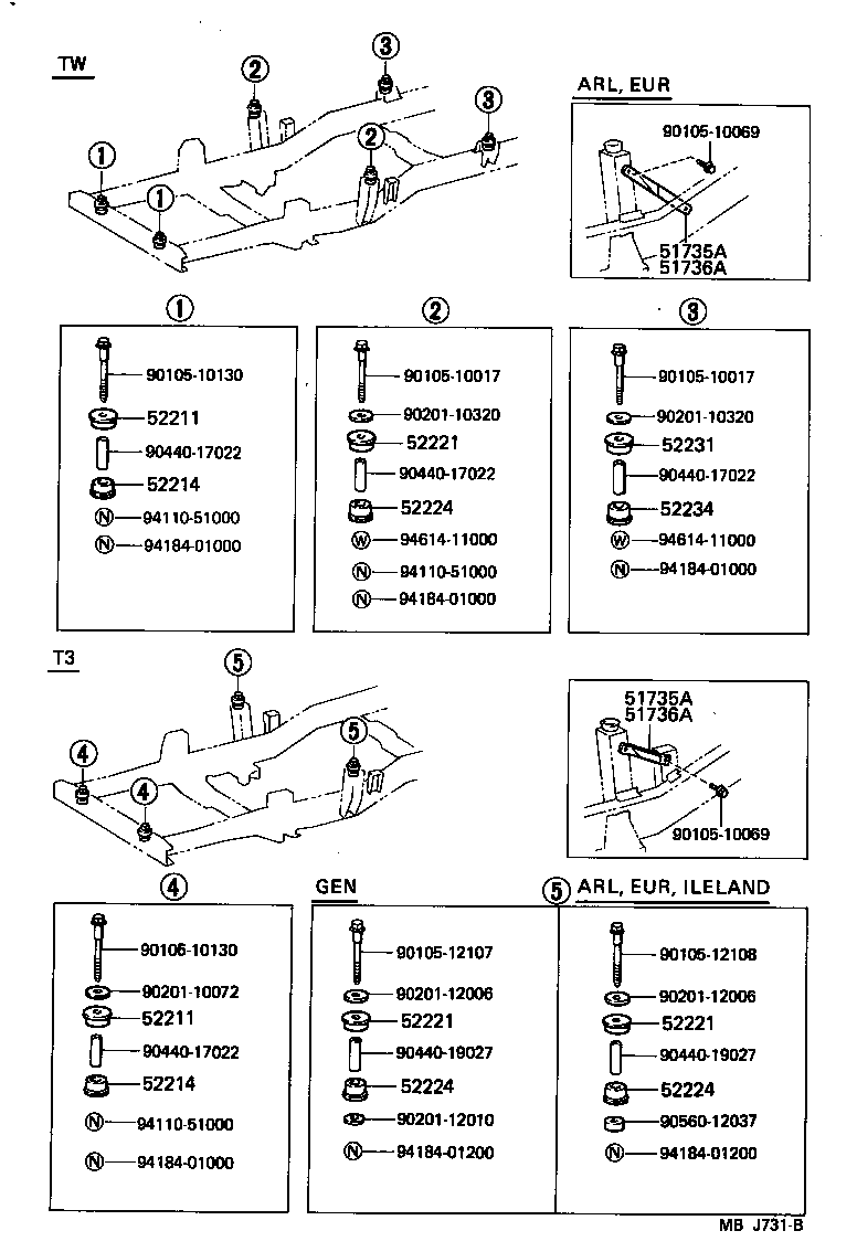 52201-26010 CUSHION, BODY MOUNTING, NO.1 UPPER product image