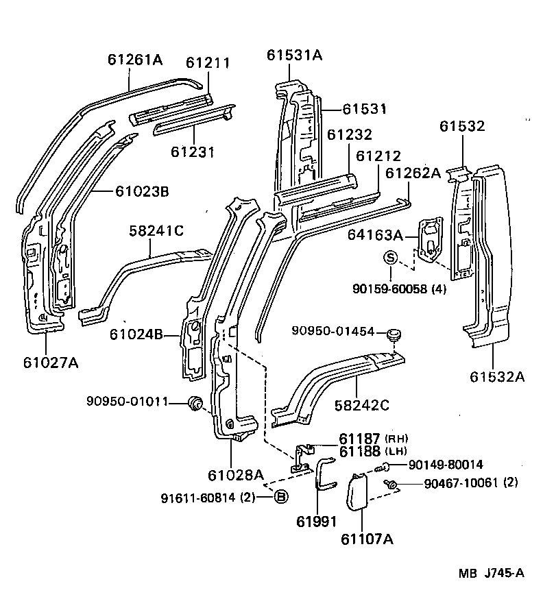 61023-95400 PILLAR SUB-ASSY, FRONT BODY, INNER RH product image