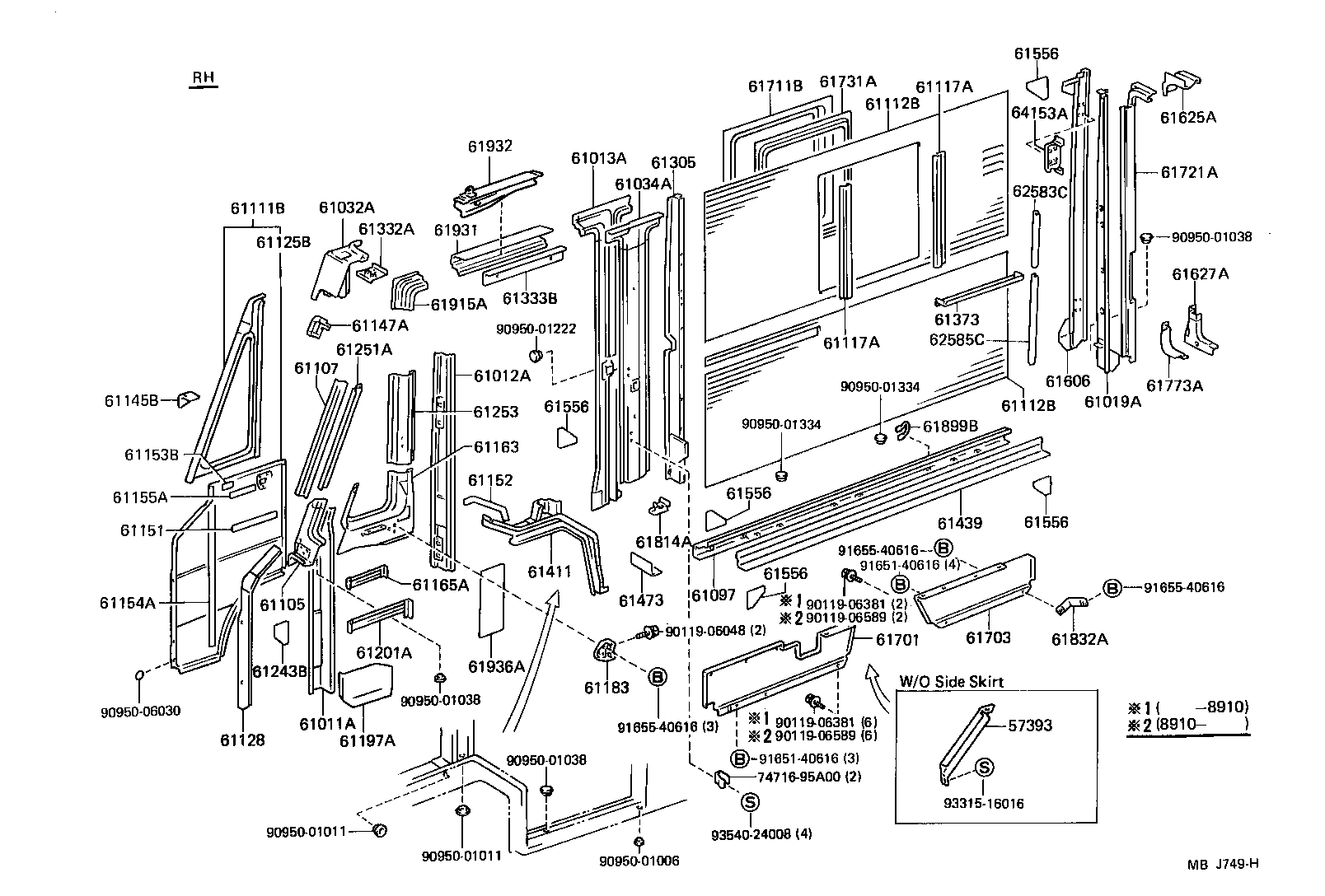61014-26010 PILLAR SUB-ASSY, NO.4 RH product image
