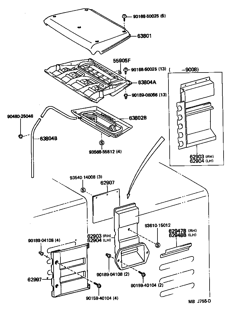 62903-90D02 DUCT SUB-ASSY, QUARTER VENTILATOR, RH product image