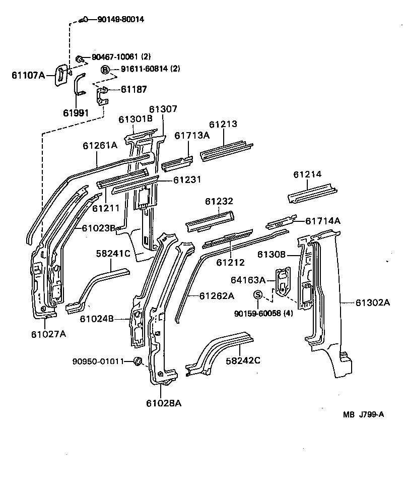 61024-95403 PILLAR SUB-ASSY, FRONT BODY, INNER LH product image