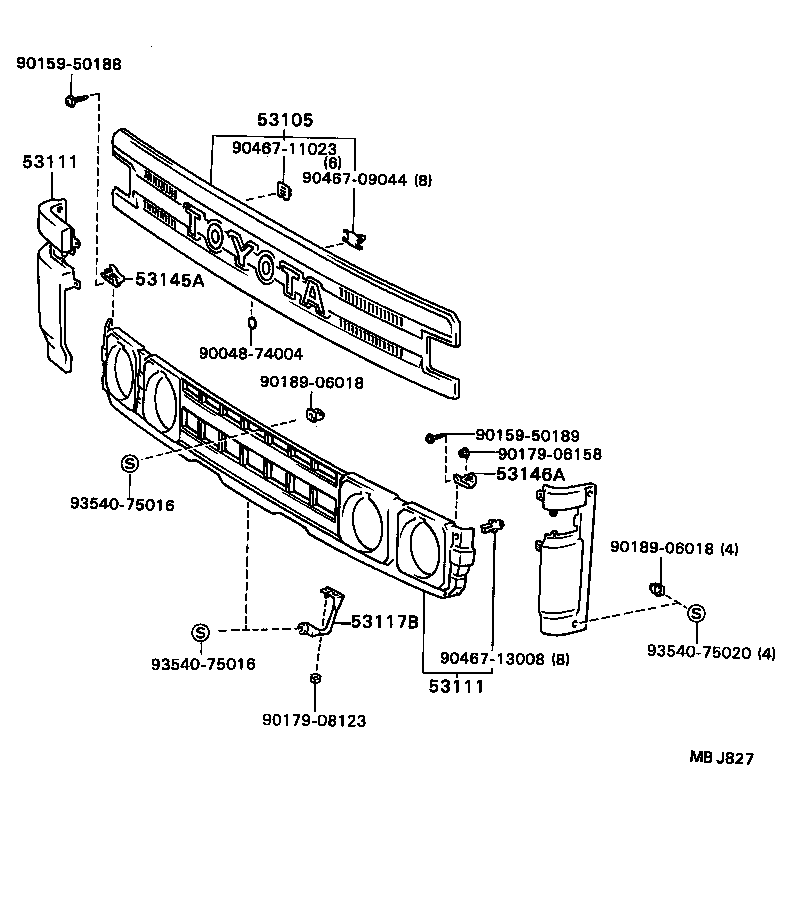 53113-95404 GRILLE, RADIATOR product image