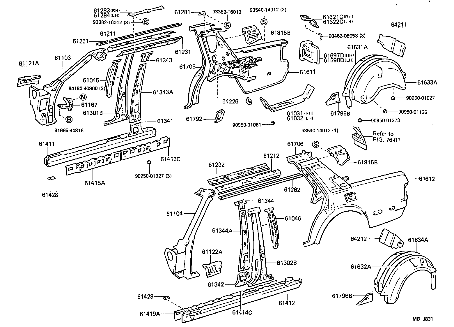 61601-30913 PANEL, QUARTER, RH product image