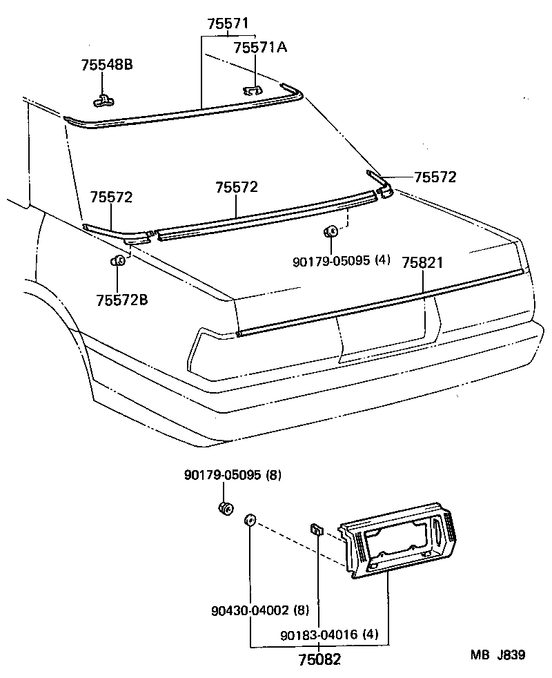 75573-30200 MOULDING, BACK WINDOW SIDE, RH product image