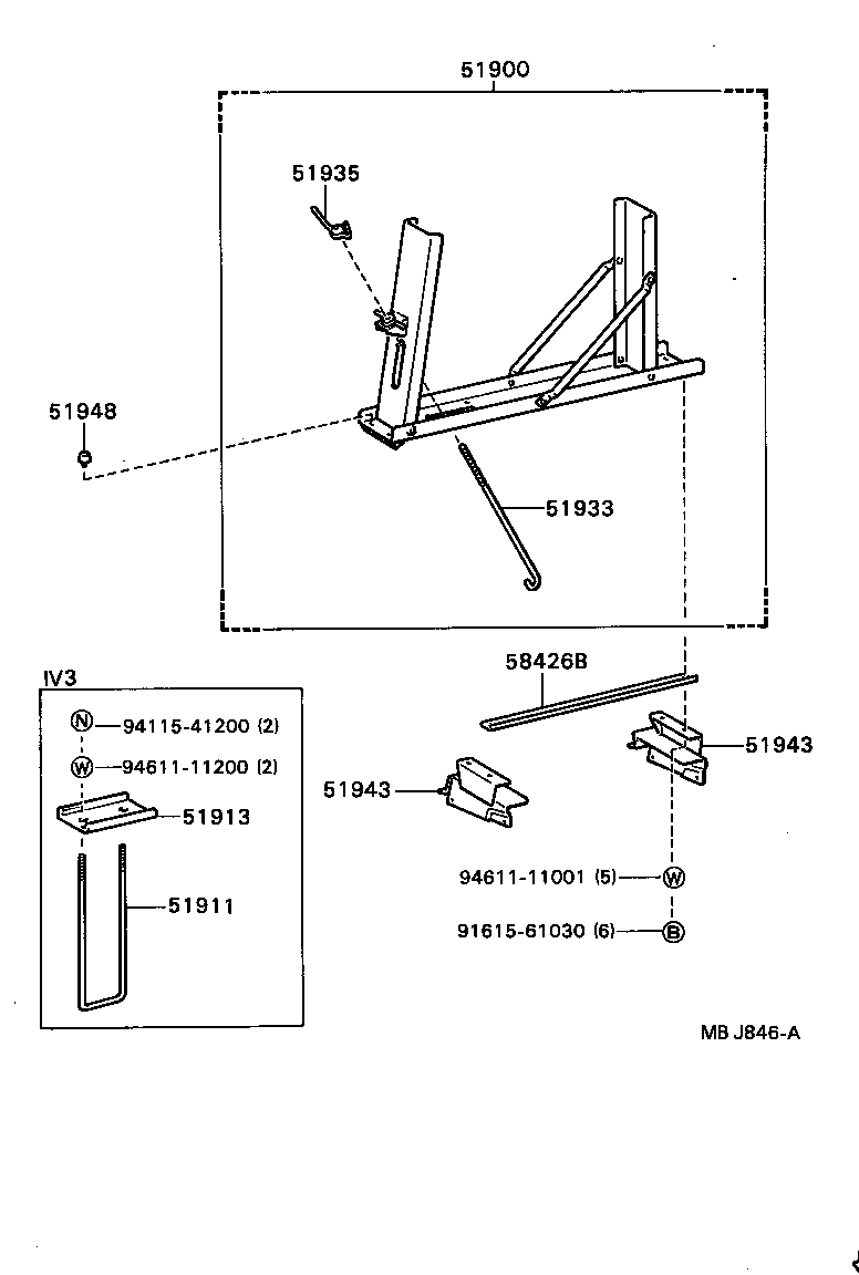 51931-36020 BRACKET, SPARE WHEEL CARRIER, NO.1 product image