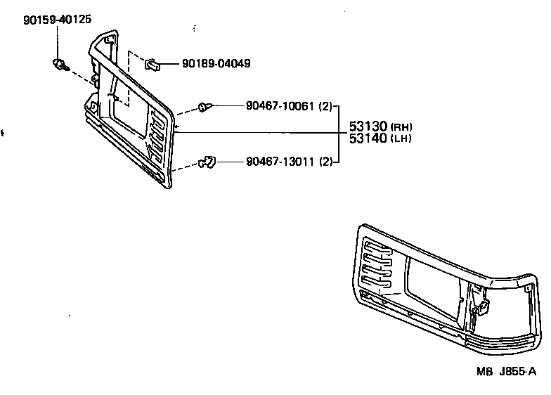 53140-95716 ORNAMENT ASSY, HEADLAMP, LH product image