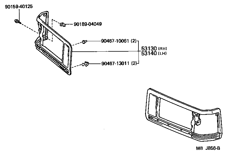 53140-95716 ORNAMENT ASSY, HEADLAMP, LH product image
