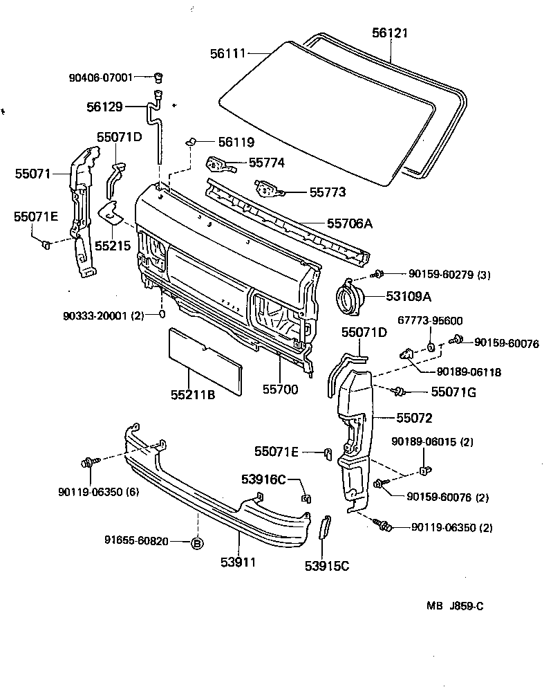 56111-95718 GLASS, WINDSHIELD product image
