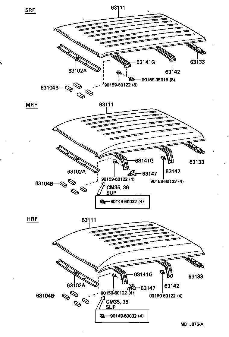 63142-95704 REINFORCEMENT, ROOF PANEL, NO.2 product image