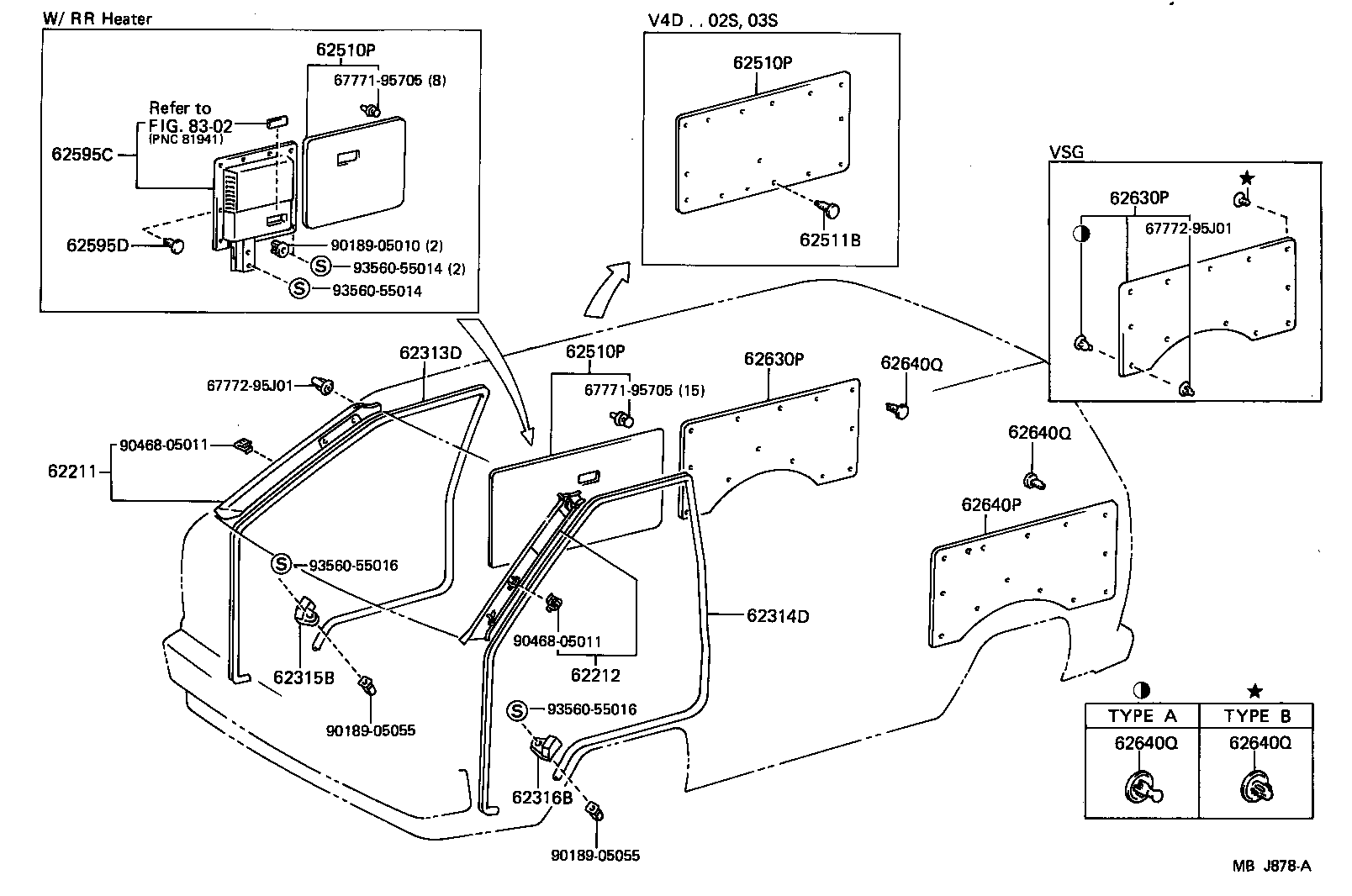 62413-95705-06 GARNISH, CENTER PILLAR, LOWER RH product image