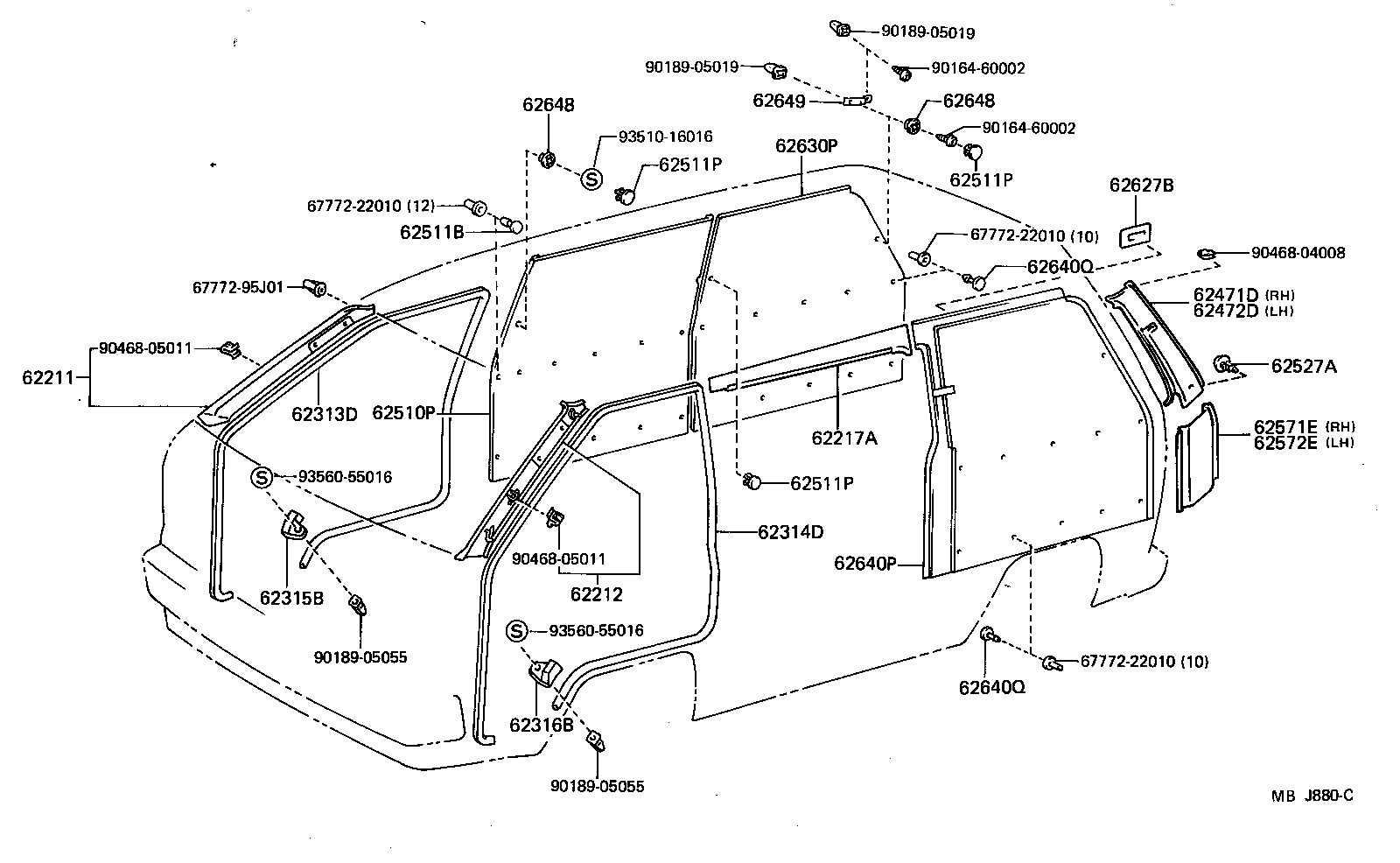 90467-05018-16 CLIP, REAR PILLAR SIDE GARNISH product image