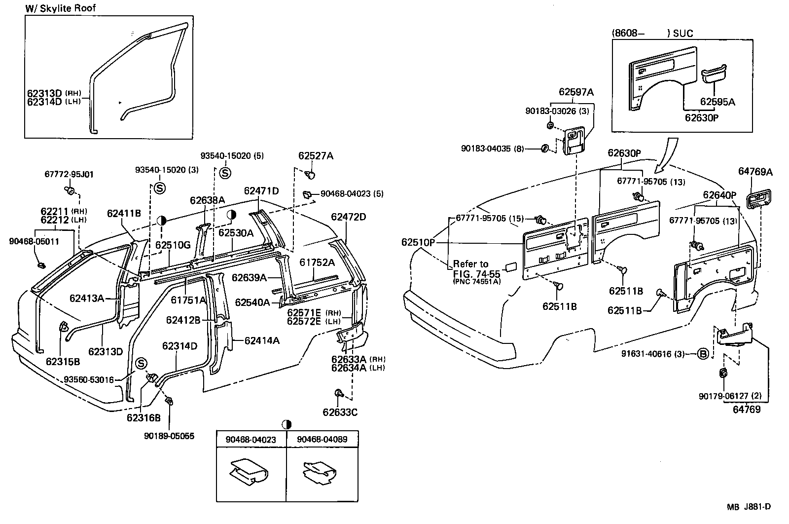 90467-05018-16 CLIP, REAR PILLAR SIDE GARNISH product image