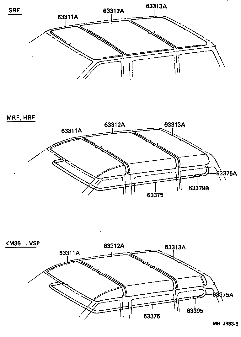 63361-95705 SUPPORT, ROOF HEADLINING, NO.1 product image