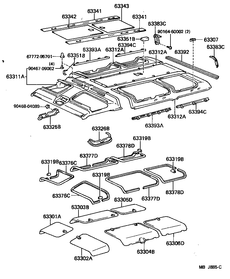 63341-95722 PAD, ROOF SILENCER, NO.1 product image
